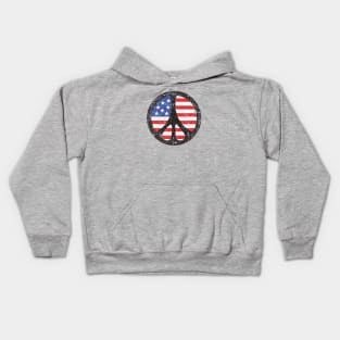 Peace Sign Circle with Flag Background Kids Hoodie